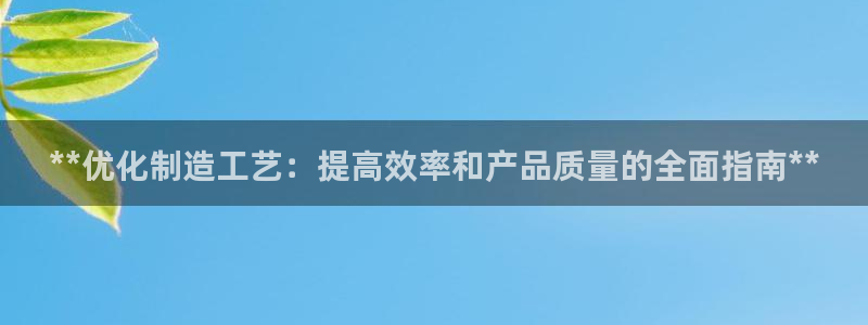 彩神8是正规平台吗安全吗：**优化制造工艺：提高效率和产品质