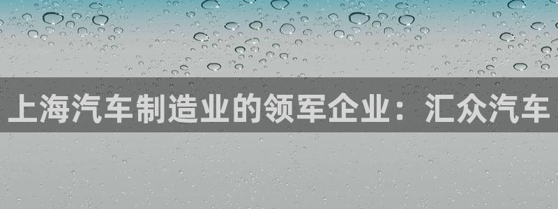 彩神vii购彩l心：上海汽车制造业的领军企业：汇众汽车