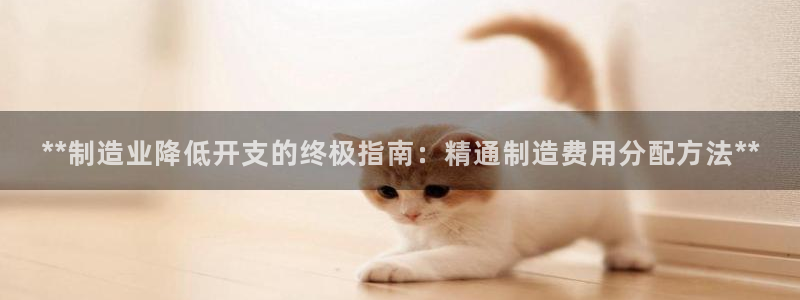 彩神大发是不是人为操作：**制造业降低开支的终极指南：精通制造费用分配方法**